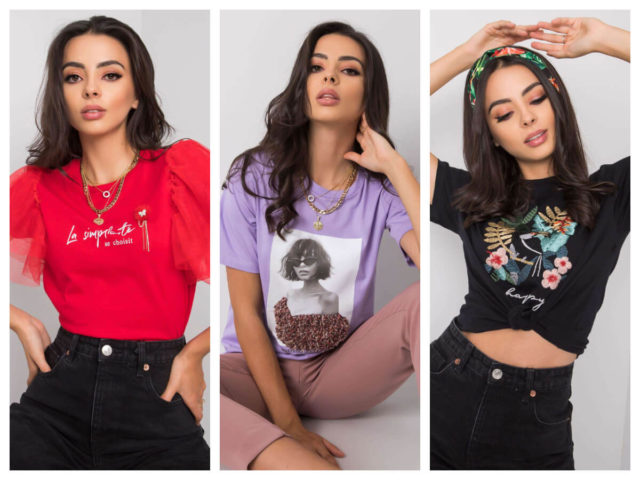 T-shirt z aplikacją dla kobiet