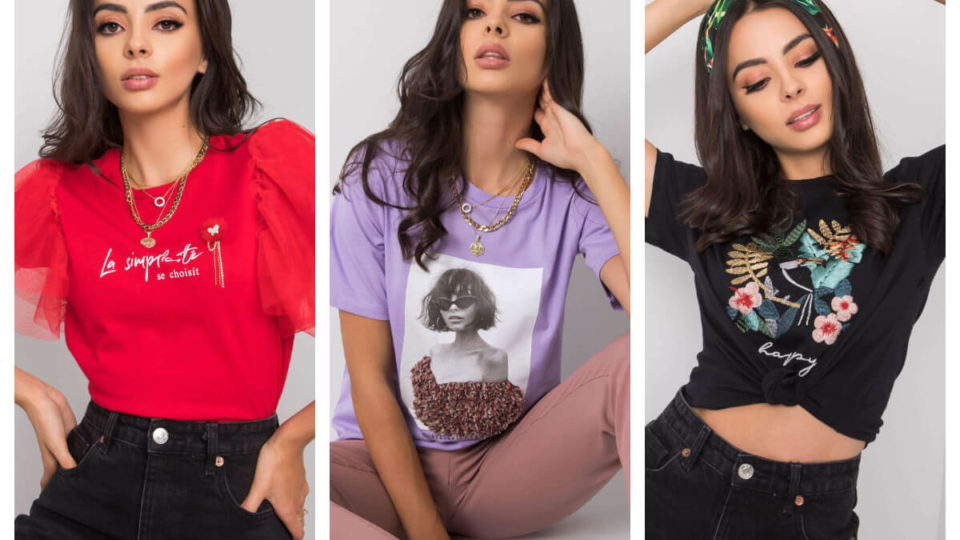T-shirt z aplikacją dla kobiet