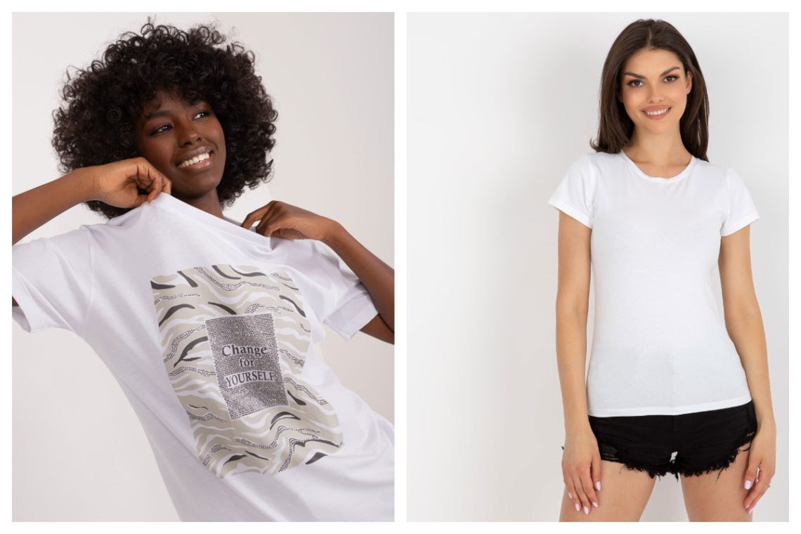 tani biały t-shirt damski w sklepie online